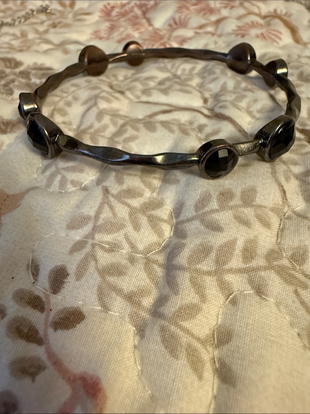 Faceted Black Stone Bangle Bracelet